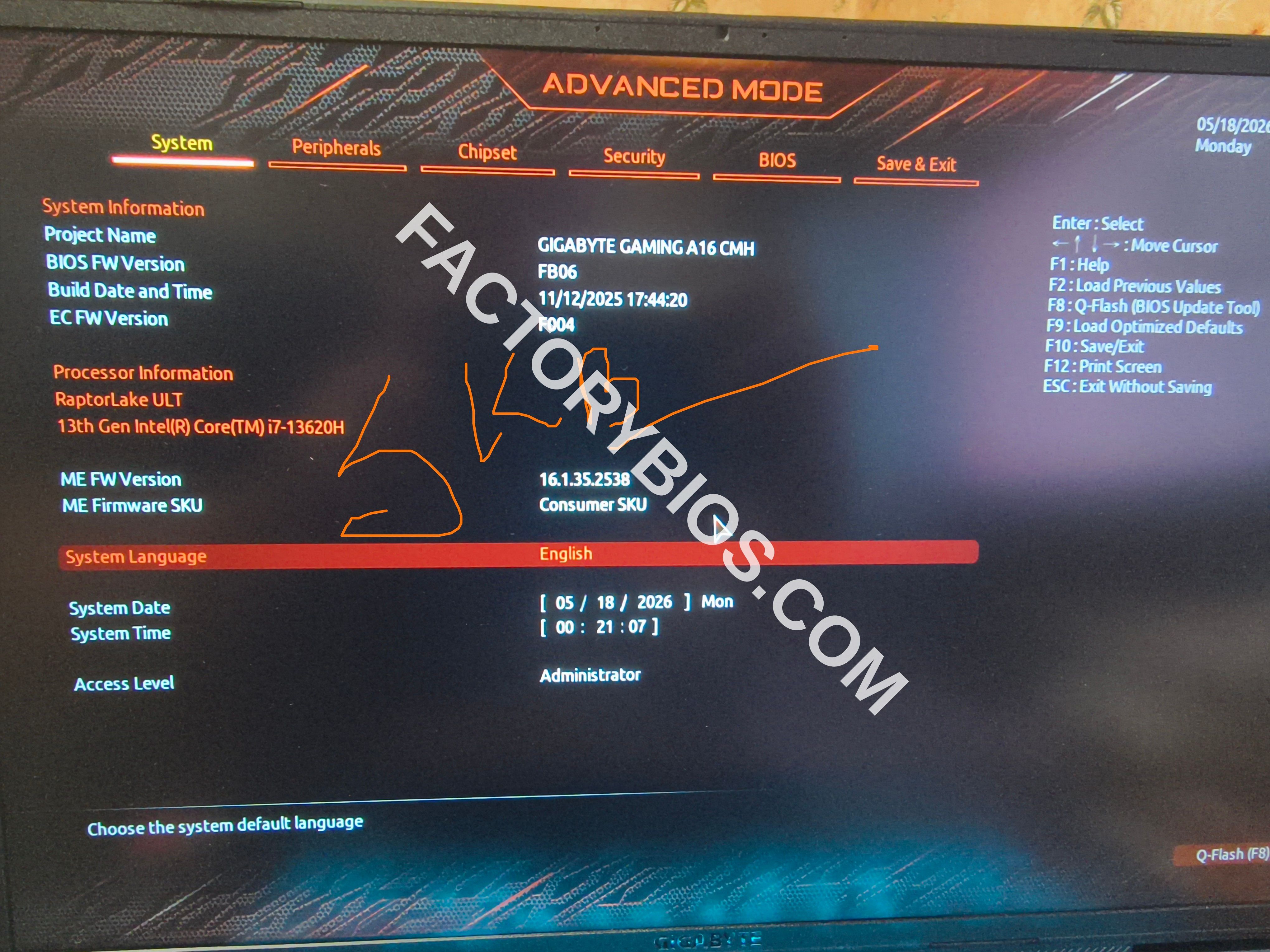 Gigabyte GIGABYTE GAMING A16 GA6H CMH  - GIGABYTE GAMING A16 GA6H CMH CSME CLEAN OK TESTE DONE MAIN EC CSME 16  FACTORY BIOS - Image 2