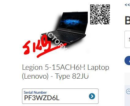 Lenovo Legion 5-15ACH6H - LENOVO Legion 5-15ACH6H Type 82JU NM-D562 Rev 3.0 AMD FACTORY BIOS - Image 1